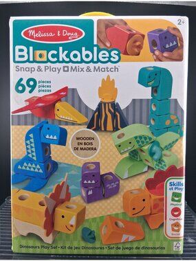 Melissa & Doug Blockables Snap & Play Dinosaur Set 69 Pieces